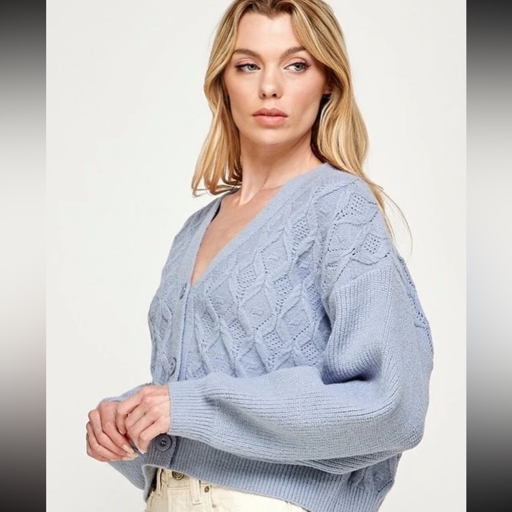 Blue Chunky Cardigan